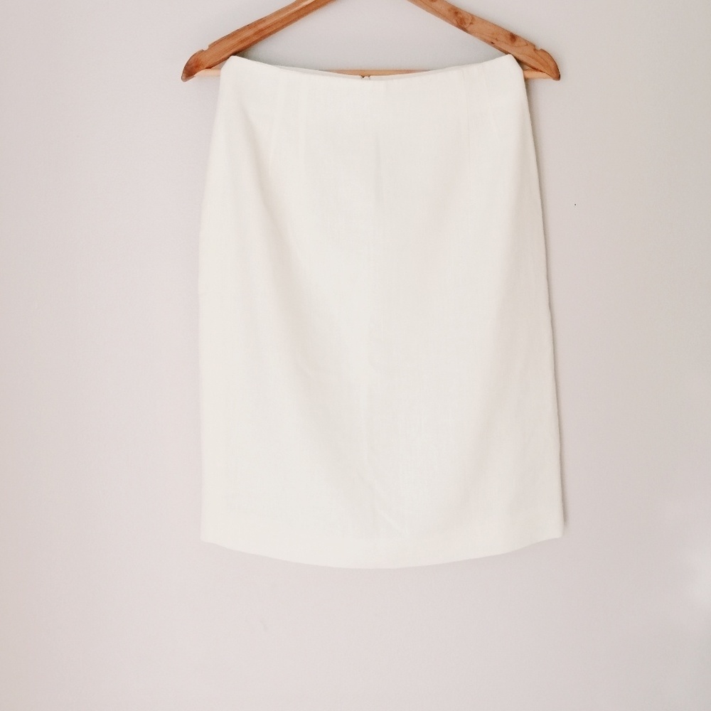 Vintage Perfect Pencil Skirt Linen Blend Ivory